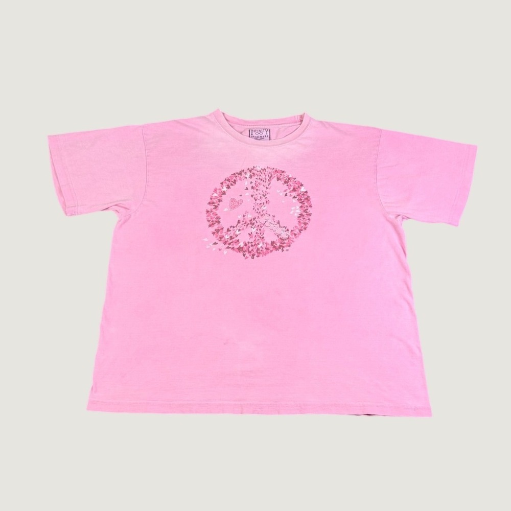 Infinity Trademark Pink Peace Sign Heart Graphic T-Shirt Mens XXL